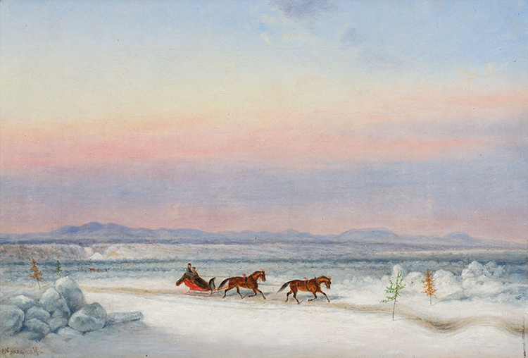 Sleigh Crossing the Ice by Cornelius David Krieghoff