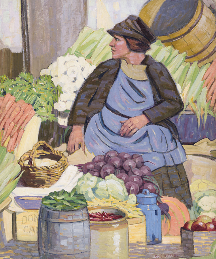 Market Stand Woman, Bonsecours Market par Peter Clapham Sheppard