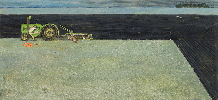 Starting Flywheel Tractor by William Kurelek