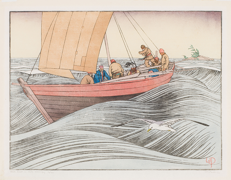 York Boat on Lake Winnipeg by Walter Joseph (W.J.) Phillips