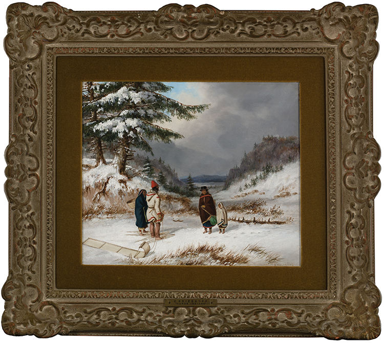 Indian Group in Winter Landscape par Cornelius David Krieghoff