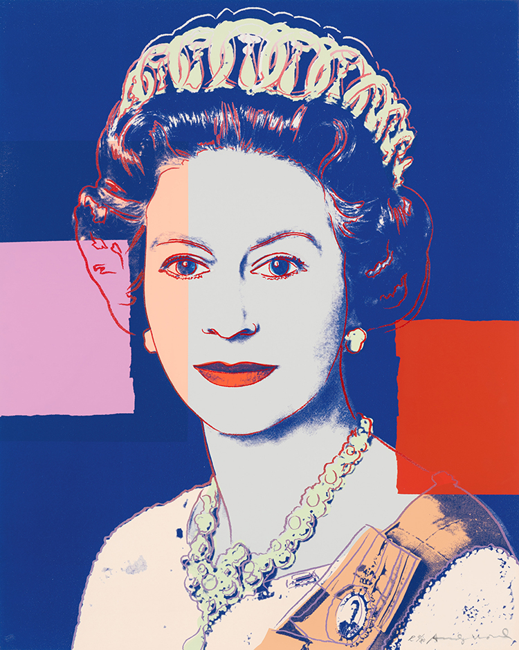 Queen Elizabeth II of the United Kingdom, from Reigning Queens, Royal Edition (F.S.II.337A) par Andy Warhol