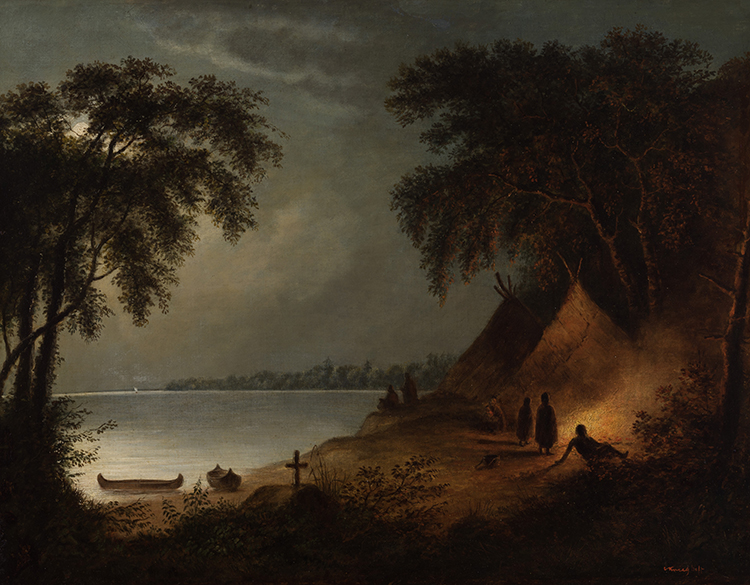 Indian Encampment by Moonlight by Cornelius David Krieghoff
