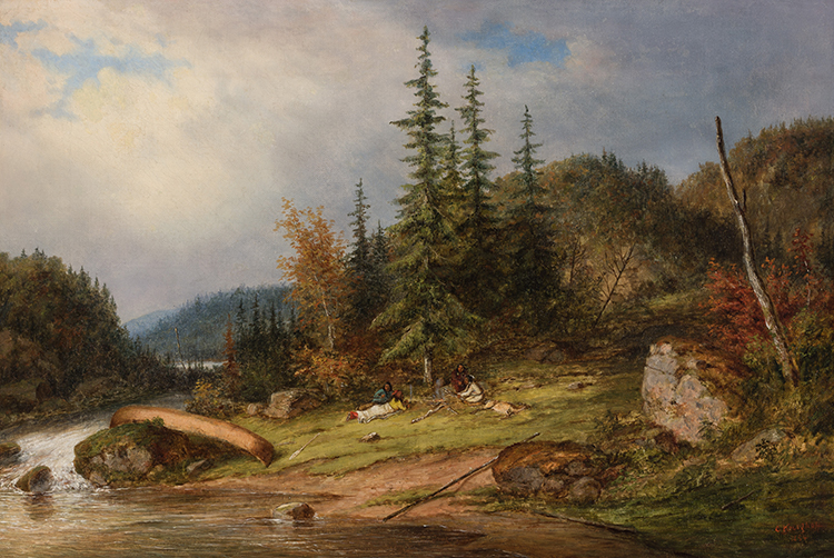 Portage, Ste-Anne River, Quebec par Cornelius David Krieghoff