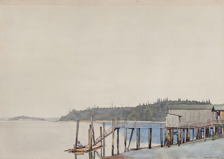 May’s Wharf, Alert Bay by Walter Joseph (W.J.) Phillips