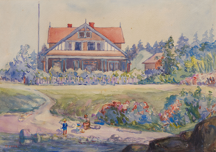 House in Victoria, a Mother and Children by the Shore par Emily Carr