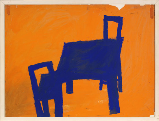 Table and Chairs in Blue and Yellow by Michael James Aleck Snow