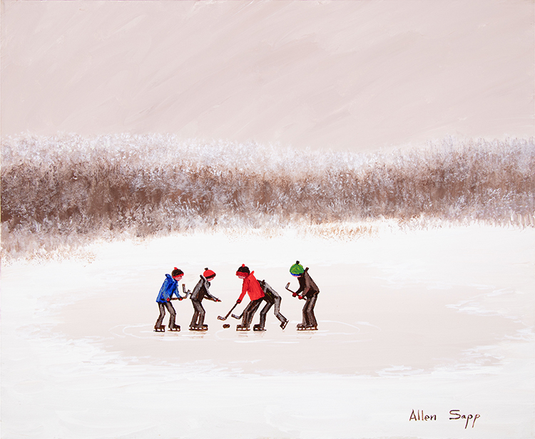 Kids Playing Hockey by Allen Sapp