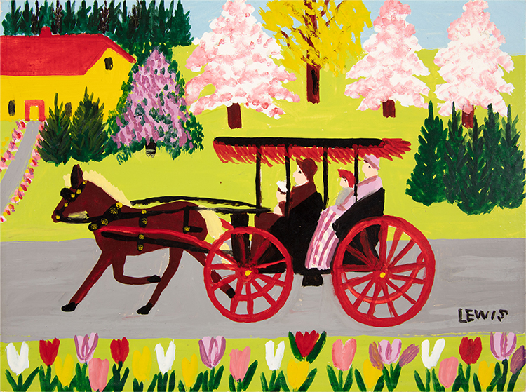 Carriage and Tulips by Maud Lewis