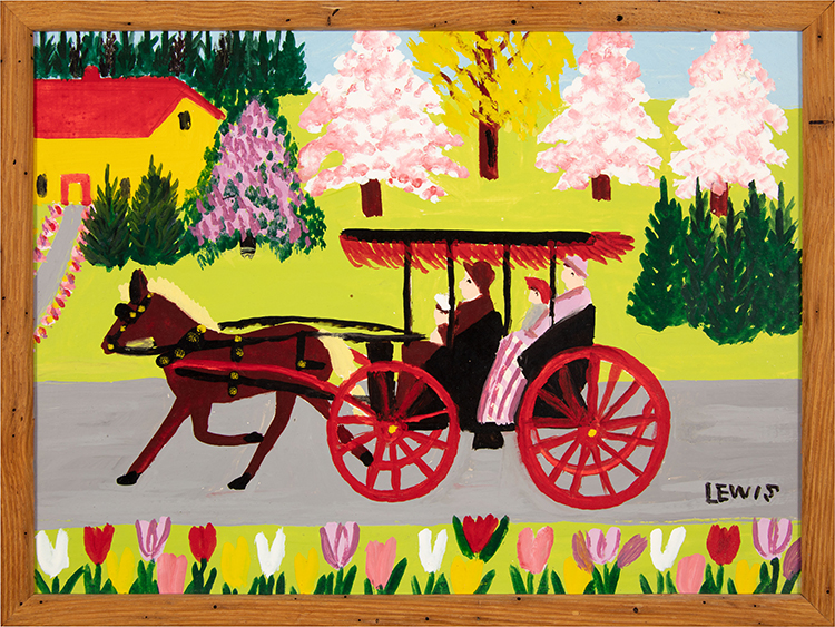 Carriage and Tulips by Maud Lewis