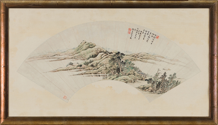 Mountain and River Landscape Fan Leaf par Tang Dai