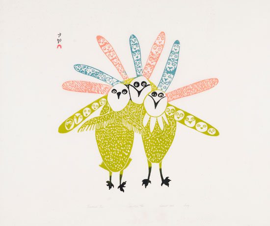Feathered Trio by Lucy Qinnuayuak