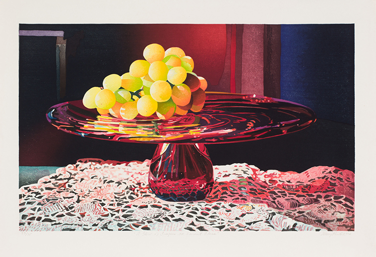 A Glow of Grapes on Garnet Glass by Mary Frances Pratt