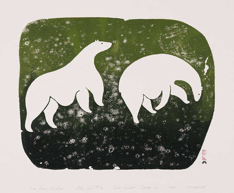 Two Bears Hunting par  Niviaqsi (Niviaksiak)