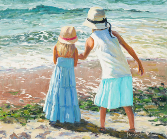 Sisters at the Beach by Ron Hedrick