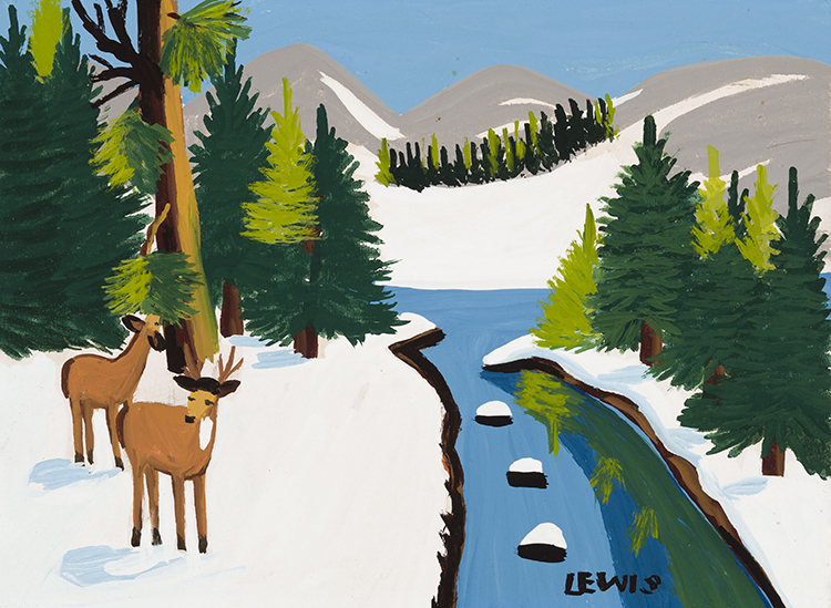 Deer at Brook by Maud Lewis