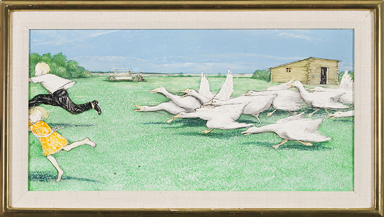 Somehow an Angry Goose Makes Discretion Seem the Better Part of Valour by William Kurelek