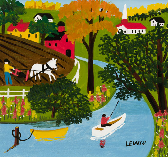 Ploughing and Fishing par Maud Lewis
