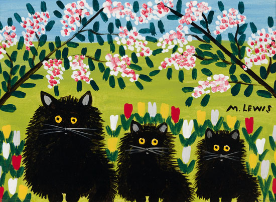 Three Black Cats par Maud Lewis