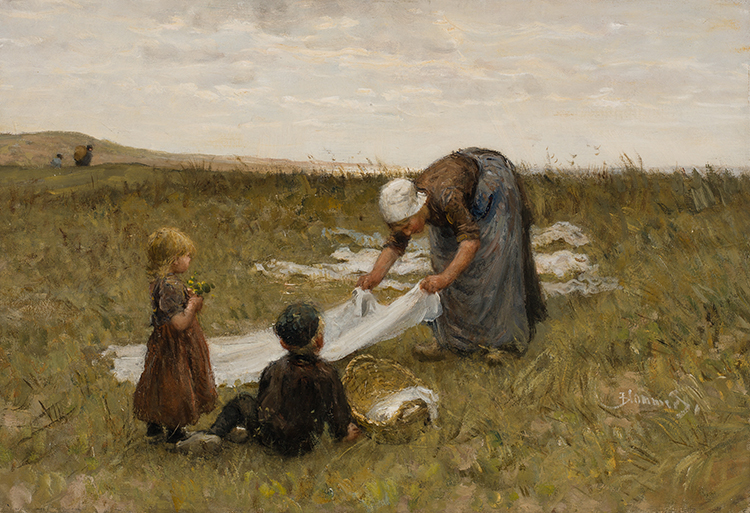 Woman with Children in the Field by Bernardus Johannes Blommers