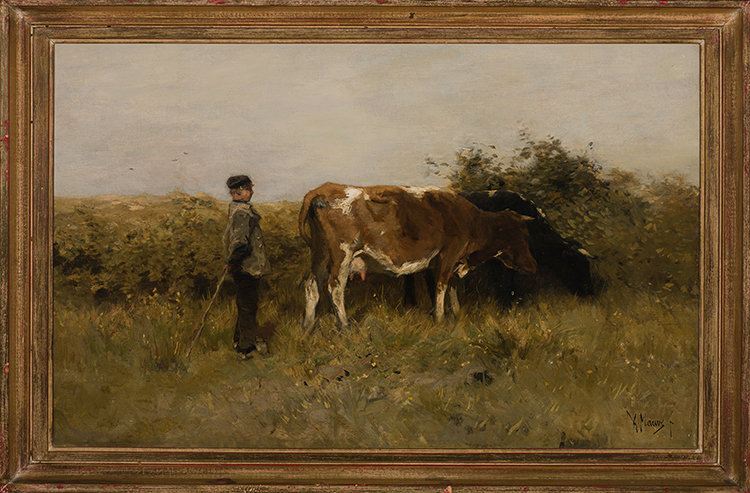 Man and Cows in Pasture par Anton Mauve
