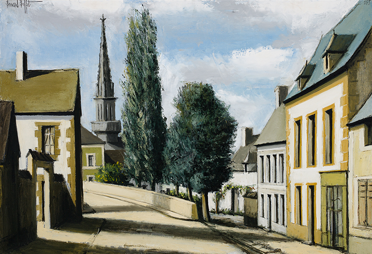 Tréboul, le clocher et la rue Vieille (Finistère) by Bernard Buffet