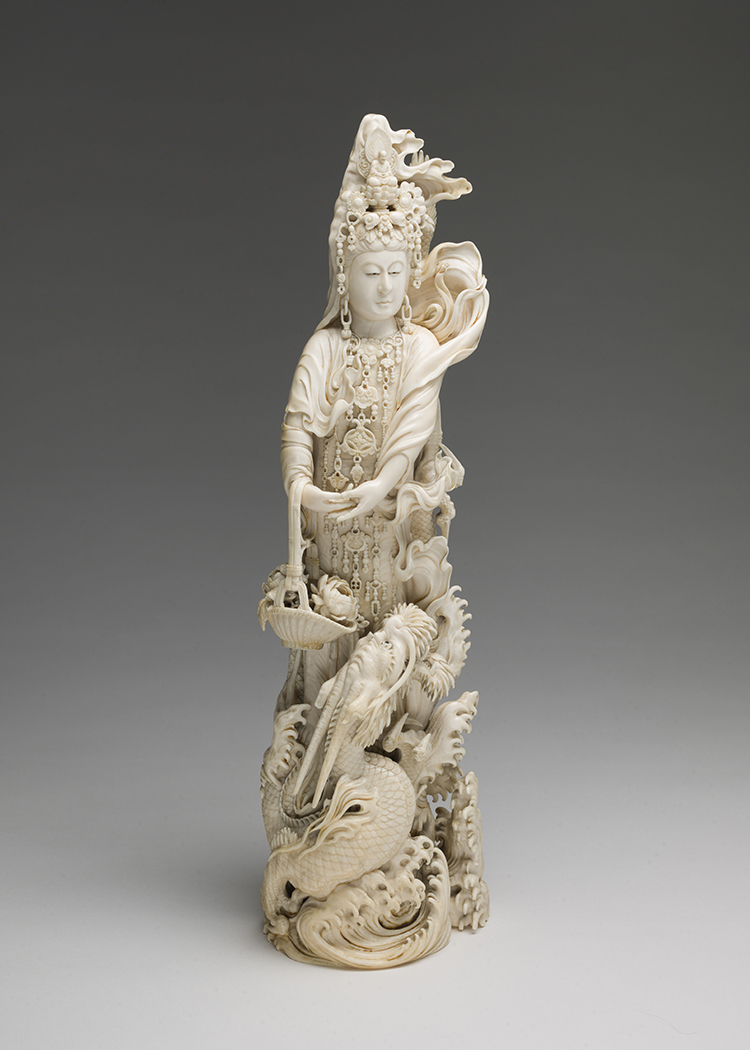 A Magnificent Japanese Ivory Carved Okimono of Kannon, Tokyo School, Meiji Period, Circa 1905 by  Japanese Art