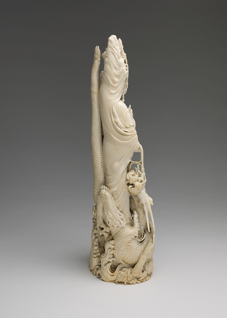 A Magnificent Japanese Ivory Carved Okimono of Kannon, Tokyo School, Meiji Period, Circa 1905 by  Japanese Art
