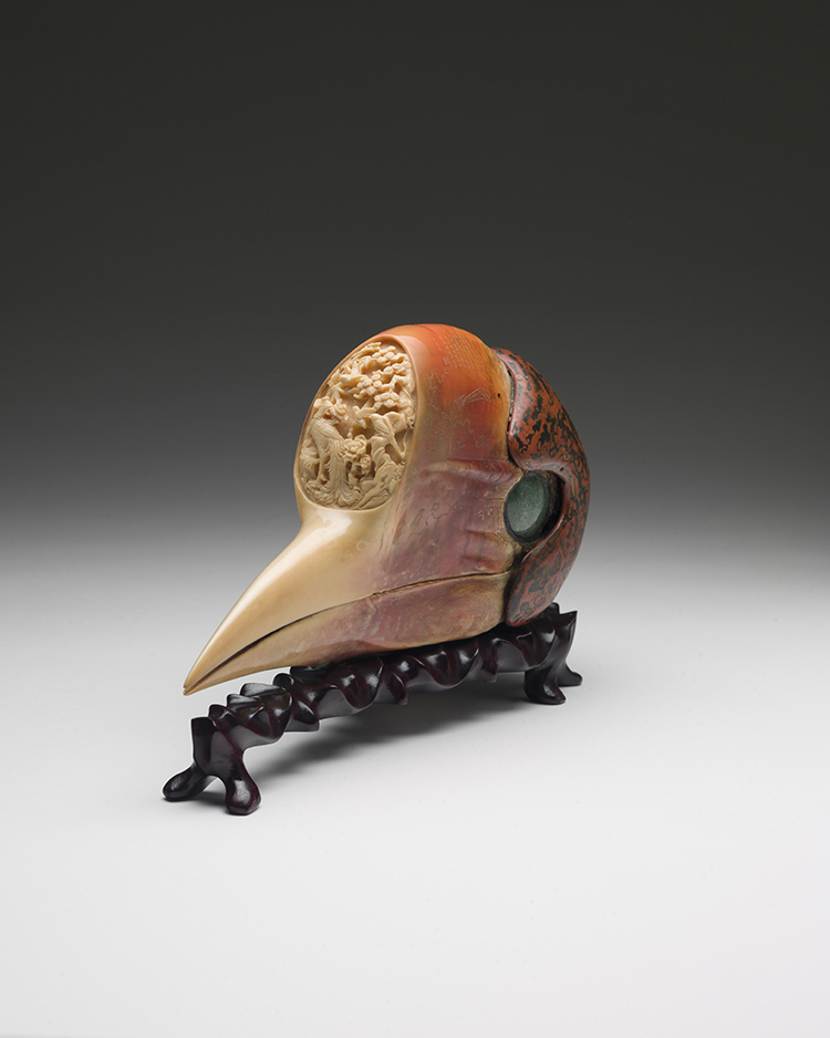 A Rare Chinese Silver Wire Inlaid Hornbill Skull, Qianlong Marks, Early 19th Century par  Chinese Art