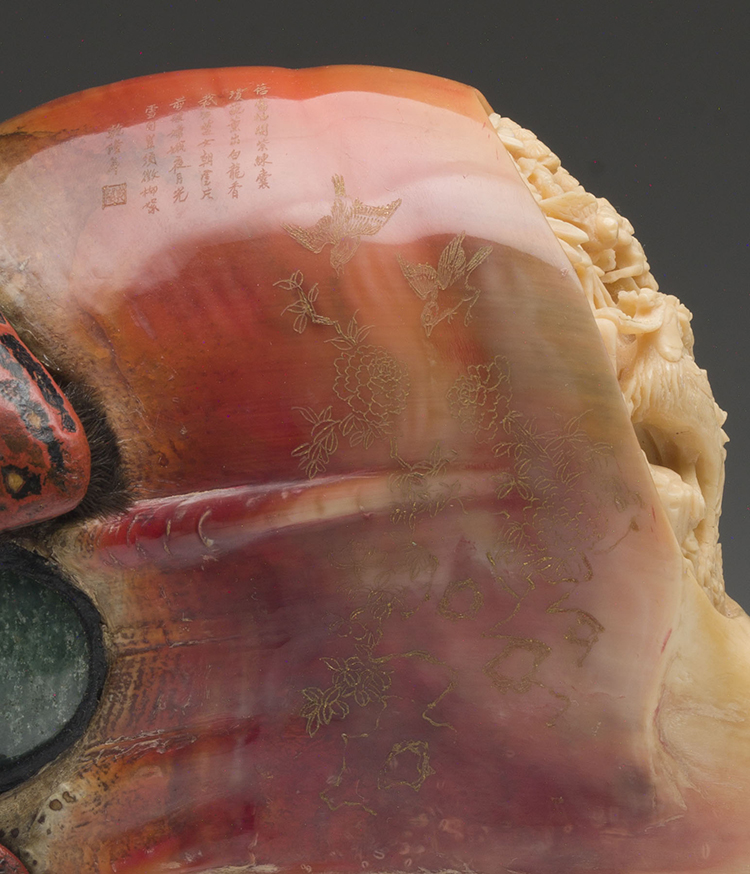 A Rare Chinese Silver Wire Inlaid Hornbill Skull, Qianlong Marks, Early 19th Century par  Chinese Art