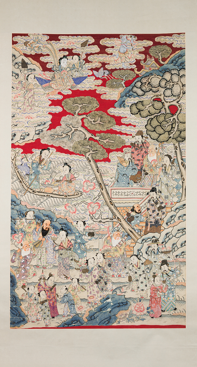 A Chinese Silk Kesi Daoist Immortals 'Birthday' Panel, 19th Century by  Chinese Art