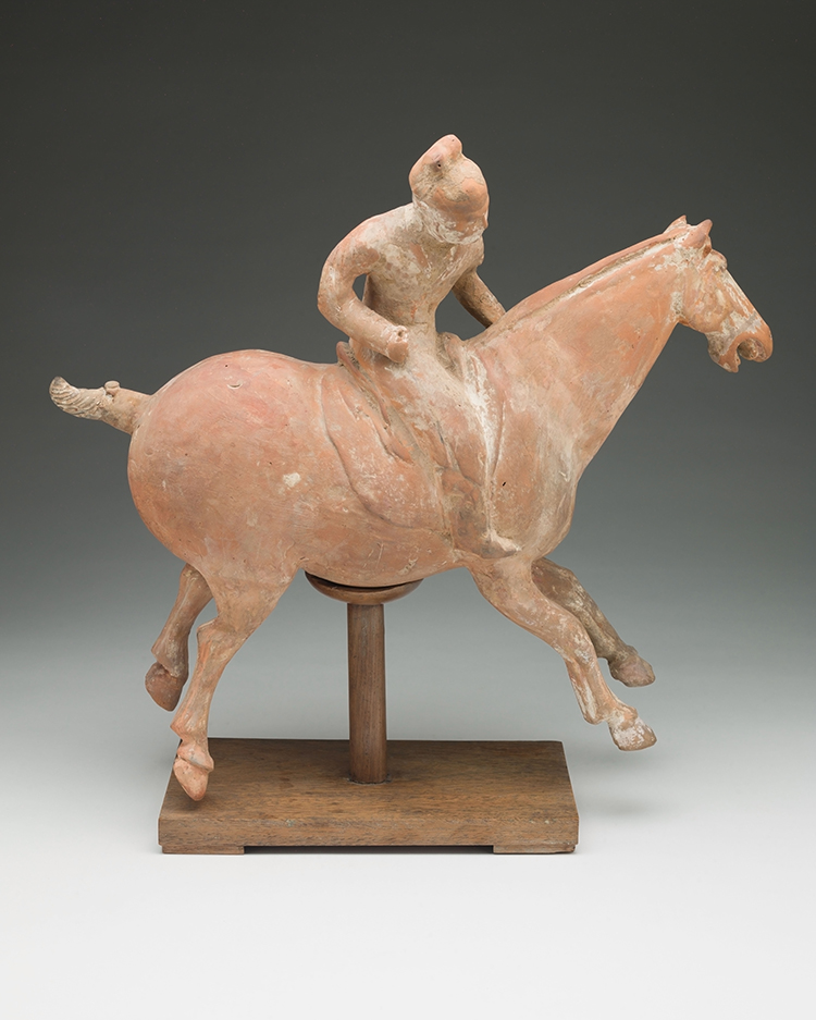 Chinese Painted Earthenware Figure of a Polo Player, Tang Dynasty (618-907) by  Chinese Art