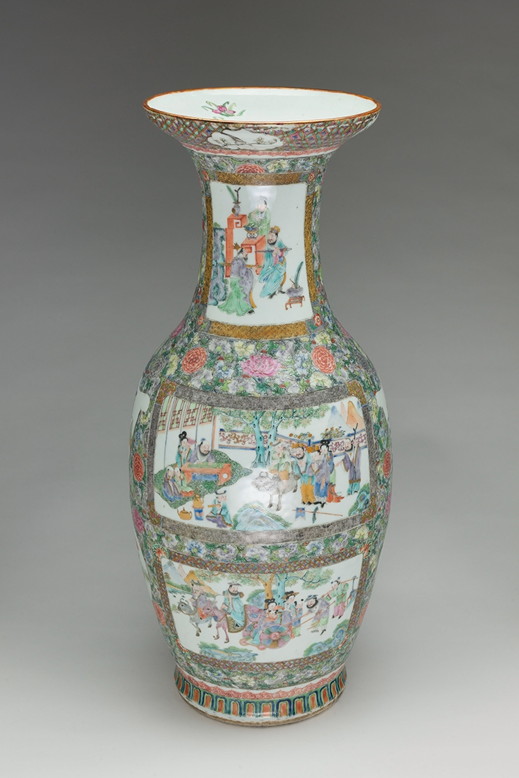 A Large Export Canton Rose 'Figural' Vase, circa 1850 by  Chinese Art