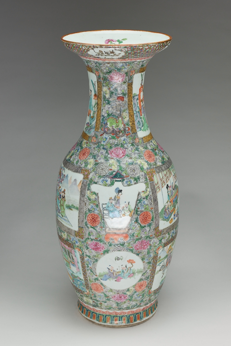 A Large Export Canton Rose 'Figural' Vase, circa 1850 by  Chinese Art