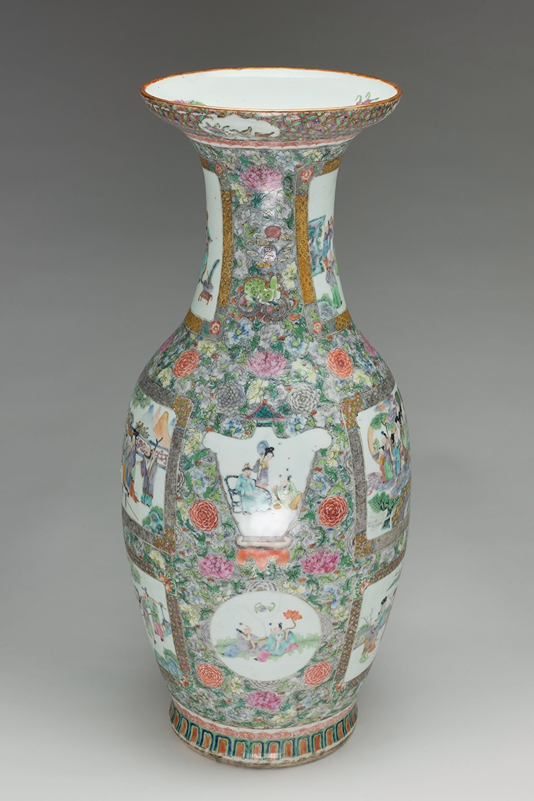 A Large Export Canton Rose 'Figural' Vase, circa 1850 by  Chinese Art