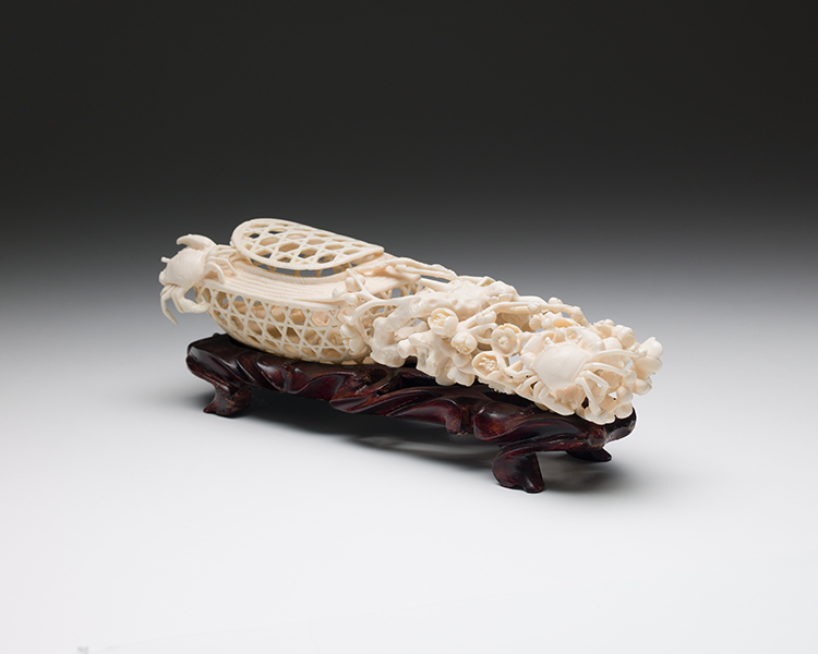 A Chinese Ivory Carved 'Crab and Prunus' Group by  Chinese Art