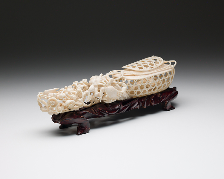 A Chinese Ivory Carved 'Crab and Prunus' Group by  Chinese Art