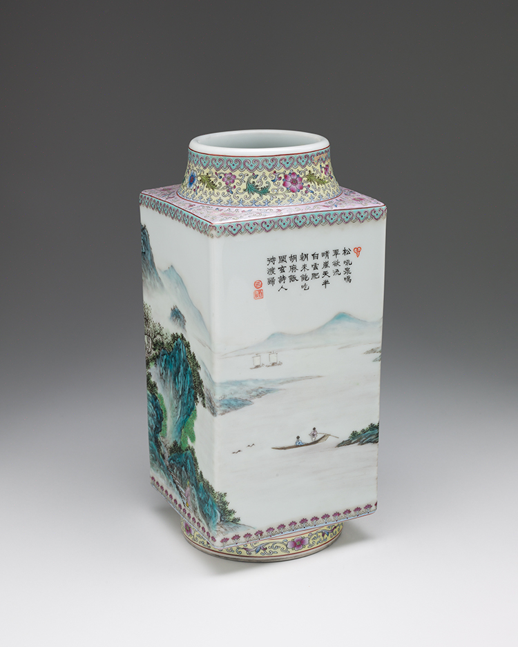 A Chinese Famille Rose 'Landscape' Vase, Qianlong Mark, Republican Period (1911-1949) par  Chinese Art