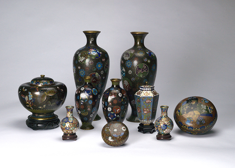 A Group of Ten Mostly Japanese Cloisonné Enamel Vases, Mid 20th Century by  Japanese Art