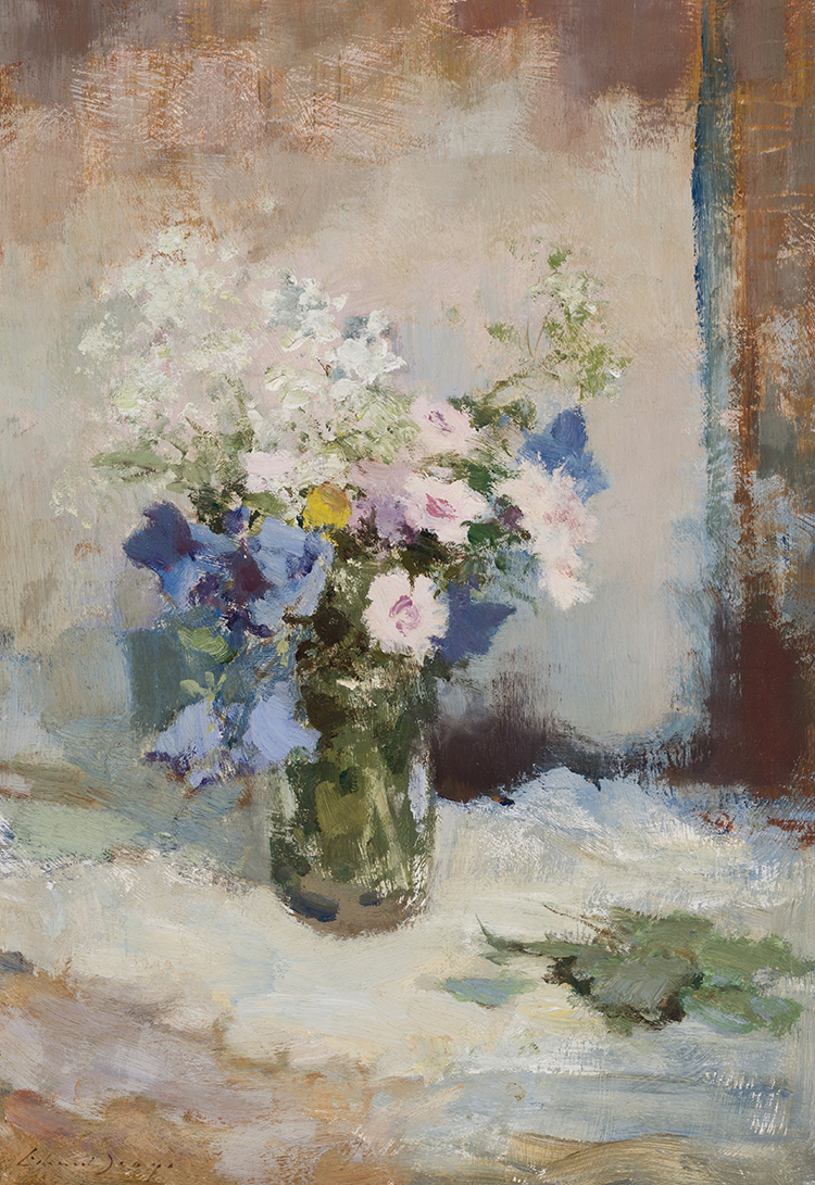 Campanulas and Pinks by Edward Seago