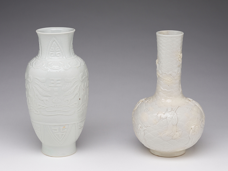 Two Chinese White Glazed Bottle Vases, 18th/19th Century by  Chinese Art