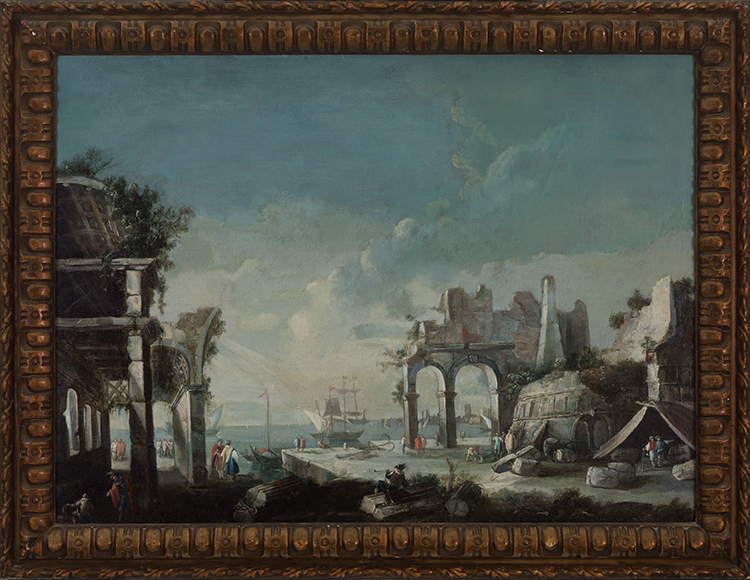 Landscape with Harbour View by Follower of Luca Carlevarijs
