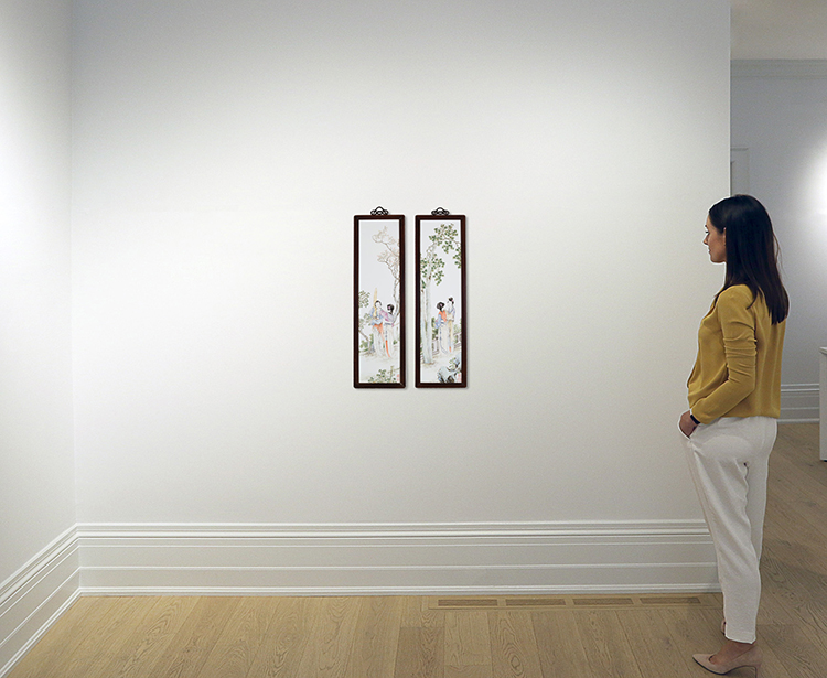 A Rare Pair of Famille Rose Porcelain Figural Panels, by Wang Qi, c. 1920 by  Chinese Art