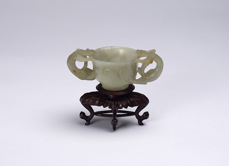 Chinese Pale Celadon Jade Dragon Cup, 19th Century by  Chinese Art