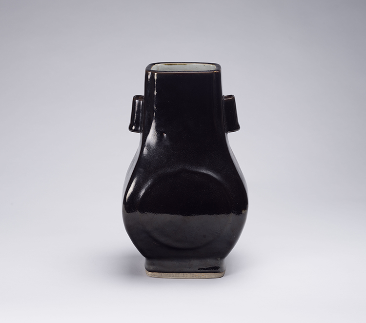 A Chinese Mirror Black Glazed Vase, Fanghu, Early 20th Century by  Chinese Art