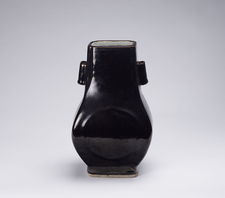 A Chinese Mirror Black Glazed Vase, Fanghu, Early 20th Century by  Chinese Art