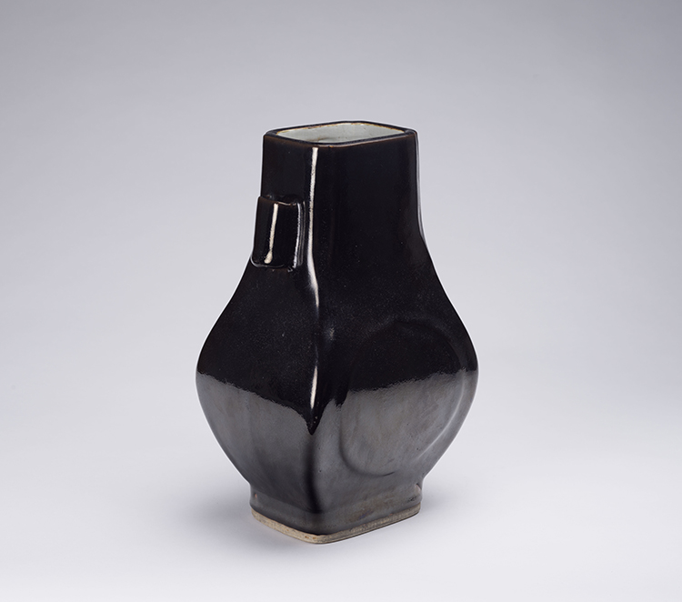 A Chinese Mirror Black Glazed Vase, Fanghu, Early 20th Century by  Chinese Art