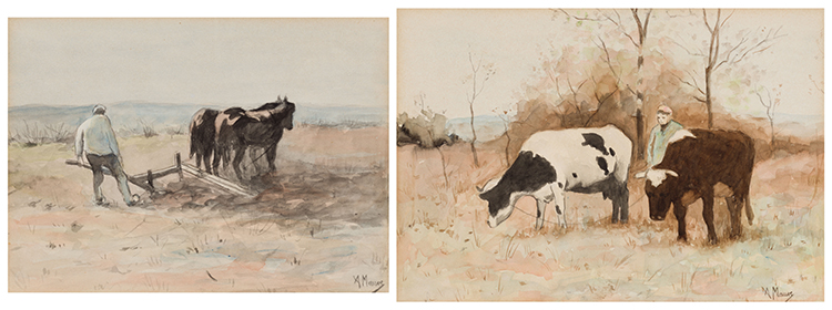 Two Watercolours by Anton Mauve