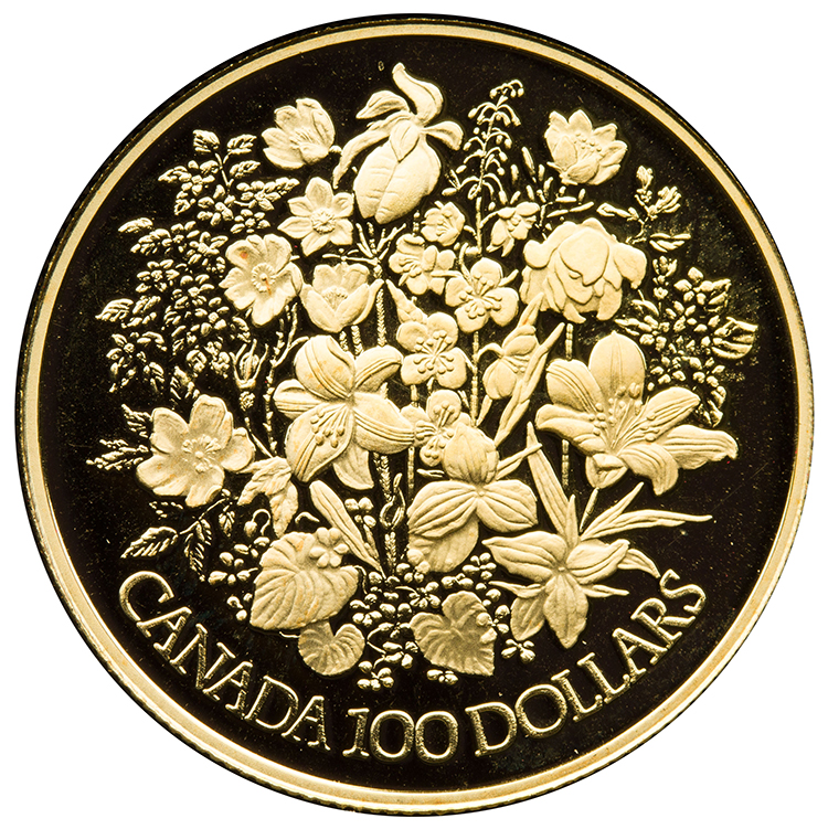 Elizabeth II Gold Proof 100 Dollars 1977, “Queen Elizabeth II Silver Jubilee” by  Canada