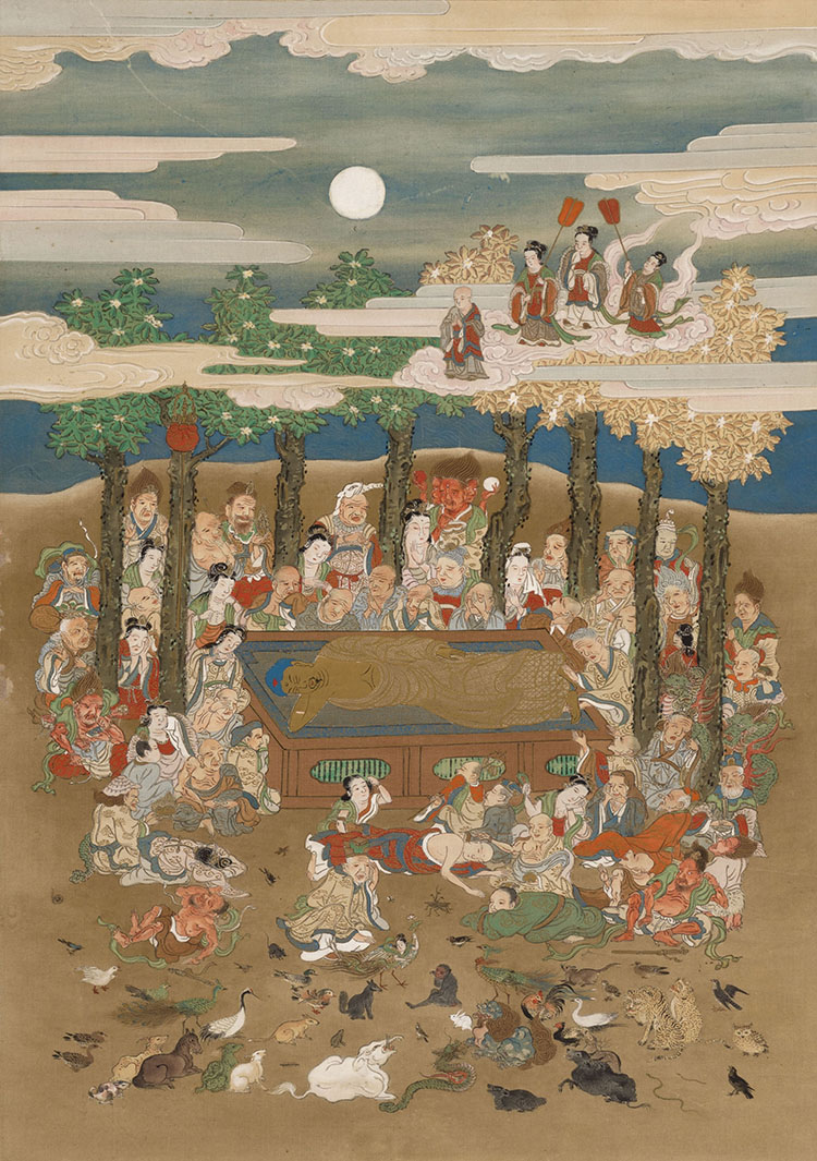 A Japanese Nehan zu Painting by  Japanese Art